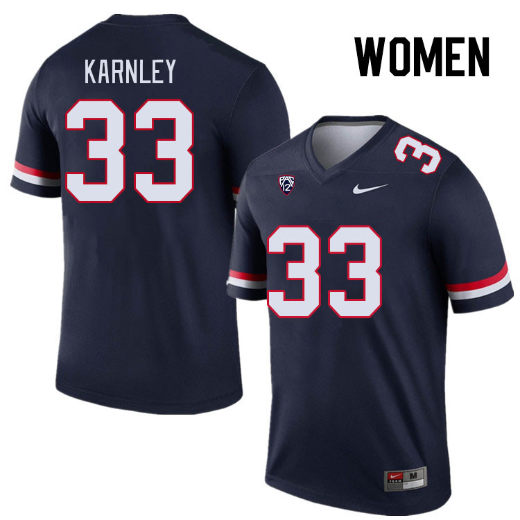 Women #33 Emmanuel Karnley Arizona Wildcats College Football Jerseys Stitched Sale-Navy - Click Image to Close